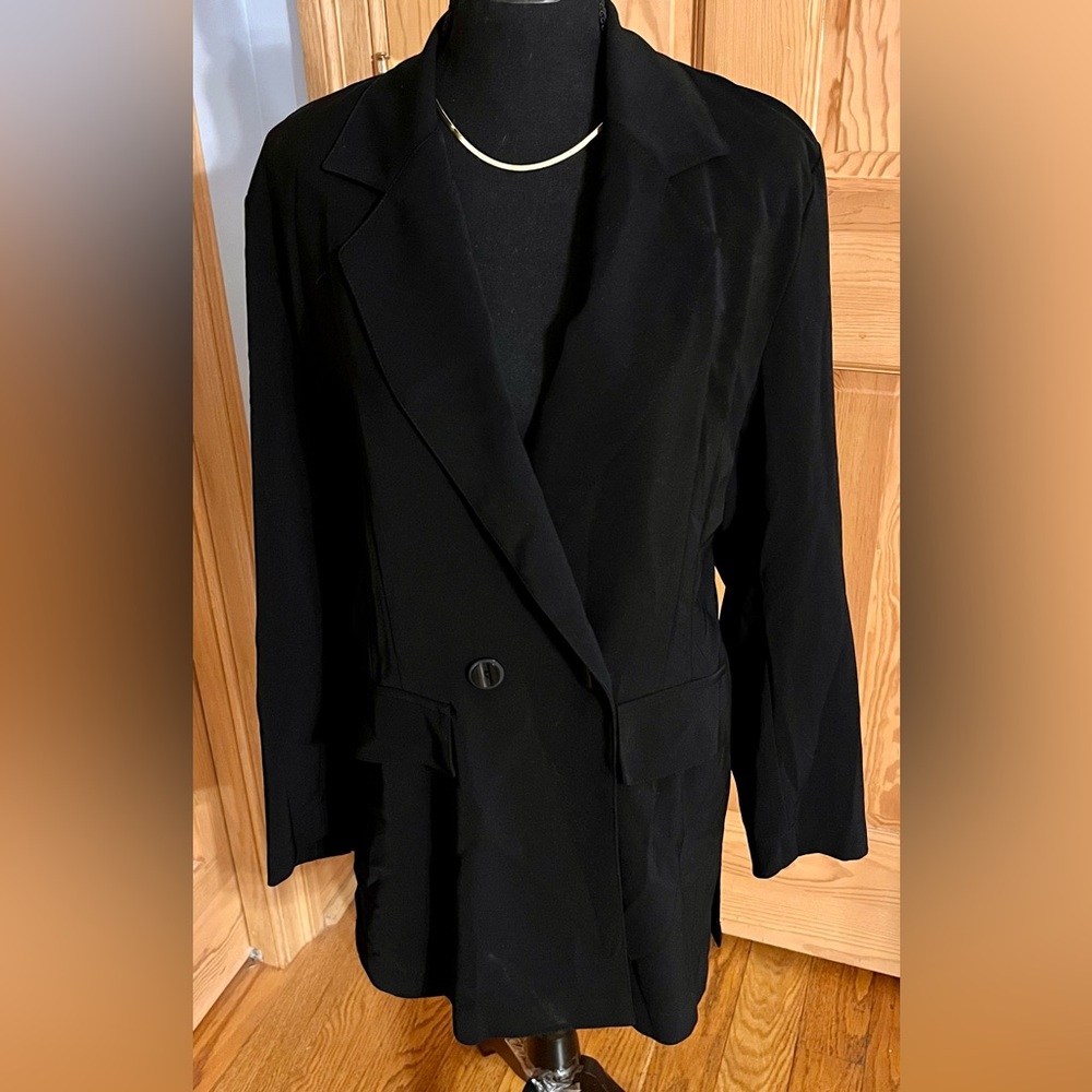 Sarah B Paris Black Oversized VTG 90’s Blazer US 8/10 M Tailored France Chic Hip